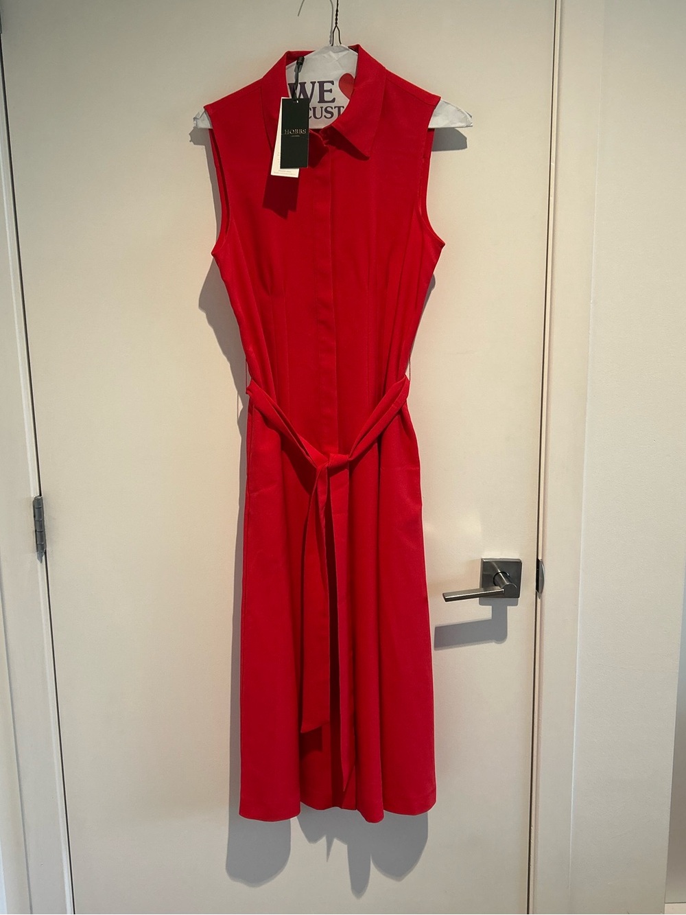 Sleeveless Red Midi Shirt Dress Hobbs London NWT